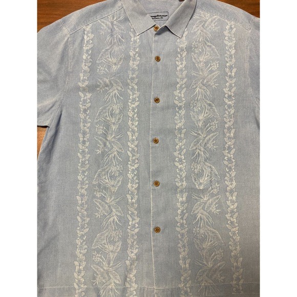 Tommy Bahama Men size XL Blue Silk Patterned Original Fit Shirt Short Sleeve - Picture 2 of 6